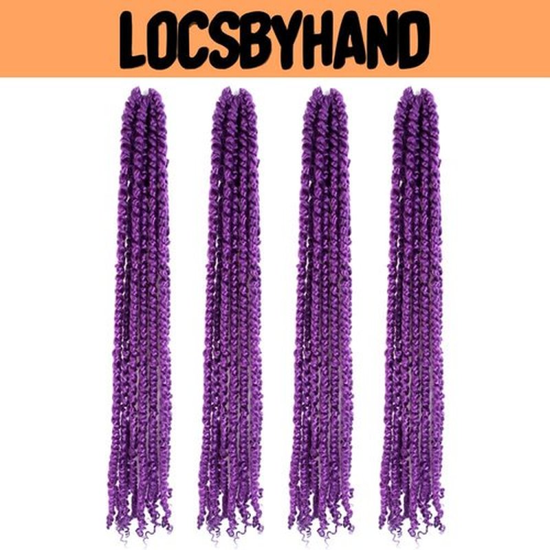 LOCSBYHAND 30 Inch Long Pre-looped/twisted Passion Twist Crochet Hair 4 Packs for Mixed-color Using (4 Packs, Purple)