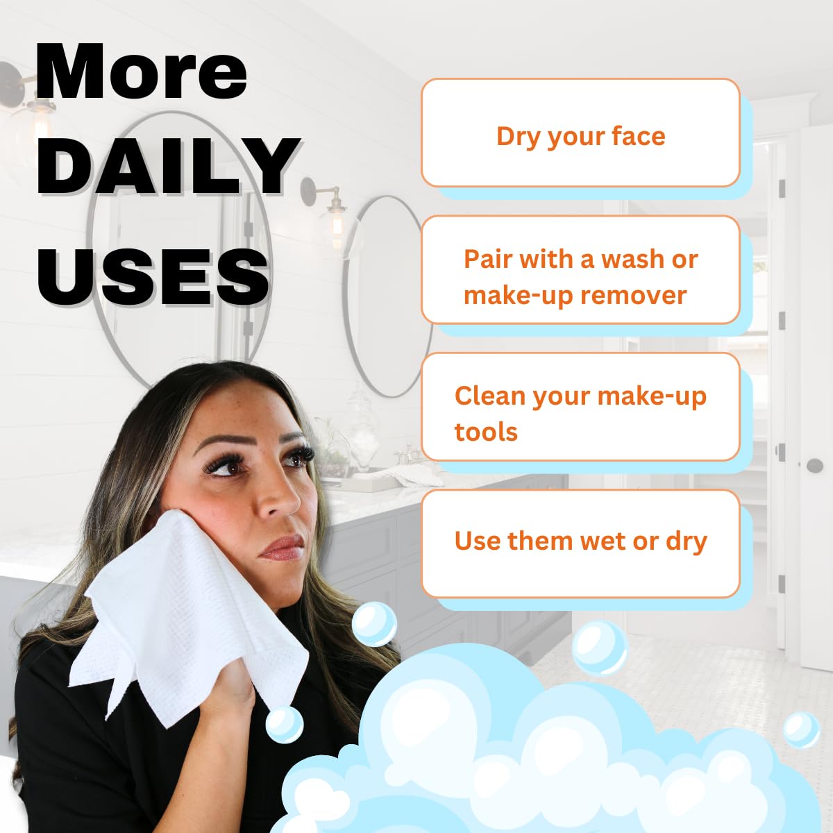 Large Disposable Face Towels, Facial Wipes, Super Soft and Thick Shaving Face Towels XL, Daily Makeup Remover Tissues, Dry Clean Cloths for Sensitive Skin, 10"×12"