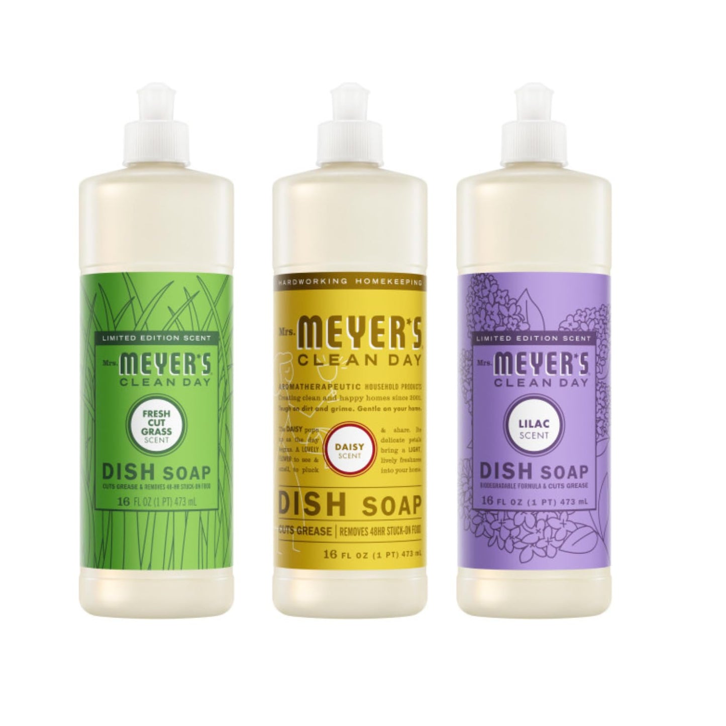Mrs. MEYER'S CLEAN DAY Dish Soap Bundle (Lilac + Daisy + Fresh Cut Grass)
