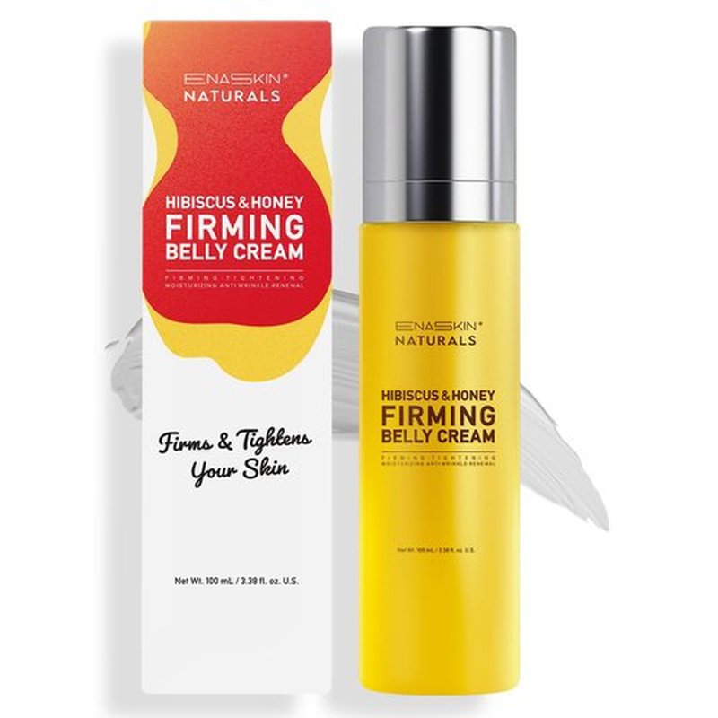 Enaskin Naturals Belly Firming Cream: Hibiscus & Honey Skin Tightening Cellulite Cream - Women Body Lotion for Firmness and Lift of Thighs & Stomach - Tummy Butter Stretch Marks - 100ML
