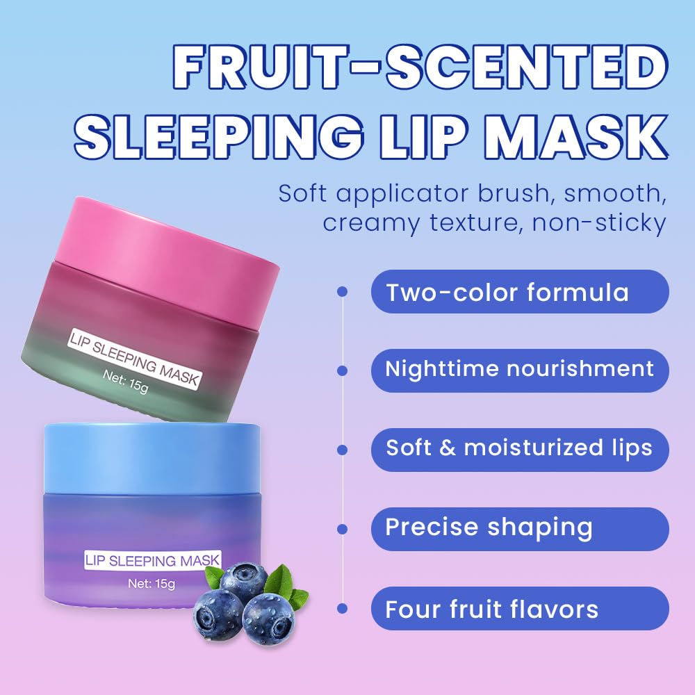 FeiCuiYun Lip Sleeping Mask, Moisturization and Antioxidants, Nourish, Hydrate, Flaky, Dry Lips, Includes Softapplicator Brush (06#Strawberry, 1Pcs)