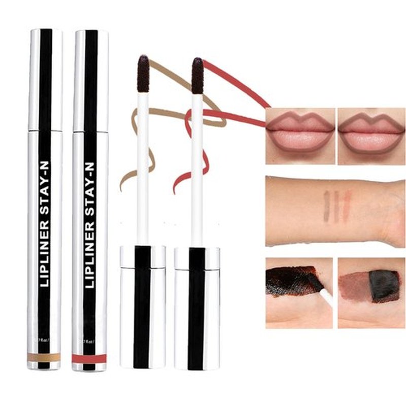 Aaiffey Lip Liner Stain Peel Off,Long Lasting Lip Stain Peel Off Waterproof Lip Tint Stain Non-Stick Cup Natural Lip Makeup (02#Cocoa+03#Rose)