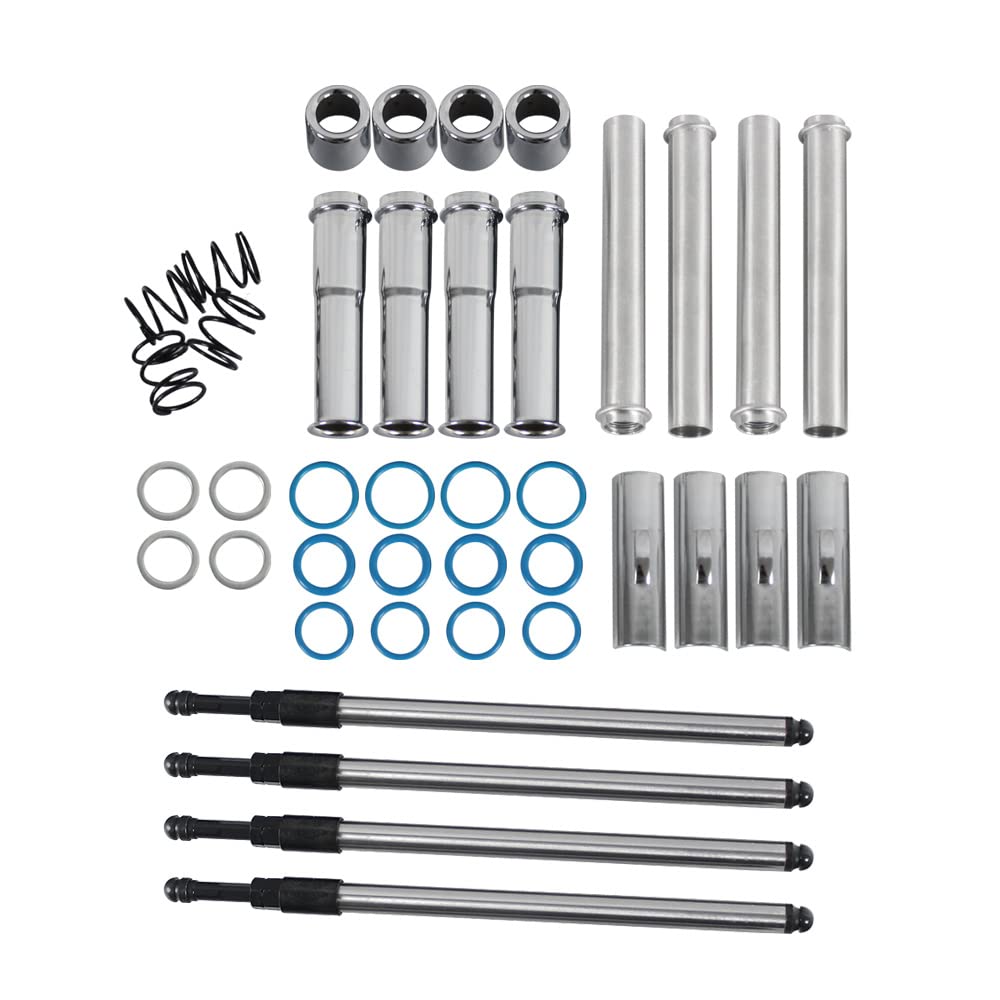 Complete Adjustable Pushrods & Cover Kit Chrome Push Rod Kits Set Replacement for 1999-2017 Harley Davidson Twin Cam 99-17(excludes 2017 Touring)