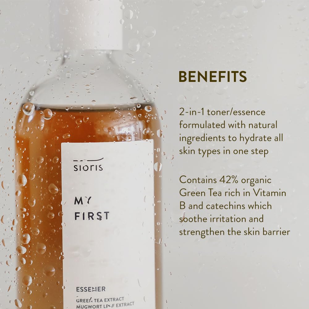 SIORIS Green Tea Hydrating Serum, Organic Korean Facial Care for Sensitive Skin, Soothing Moisture Booster with Mugwort & Fermented Soybean, Lightweight Daily Face Serum – 3.38 fl oz