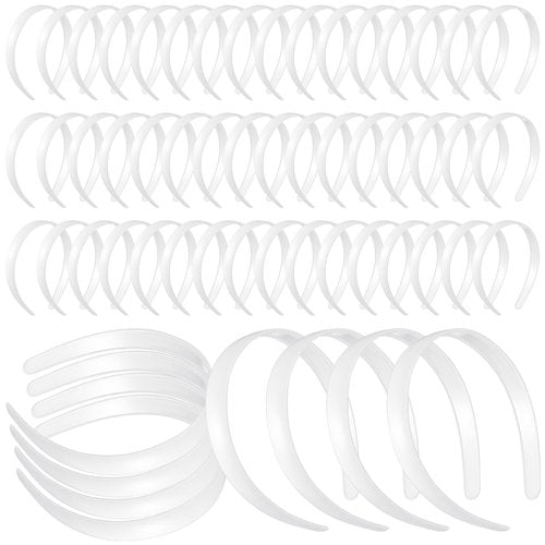 XunYee 100 Pcs Plastic Headbands with Teeth Plain Hair Bands for Women Girls DIY Hair Accessories (White, 20 mm)