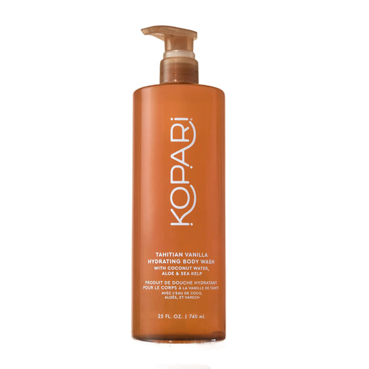 Kopari Jumbo Tahitian Vanilla Hydrating Body Wash | 25 oz Gel-Based Body Cleanser with Coconut Water, Aloe & Sea Kelp | Rich Lather, Signature Coconut Milk Scent