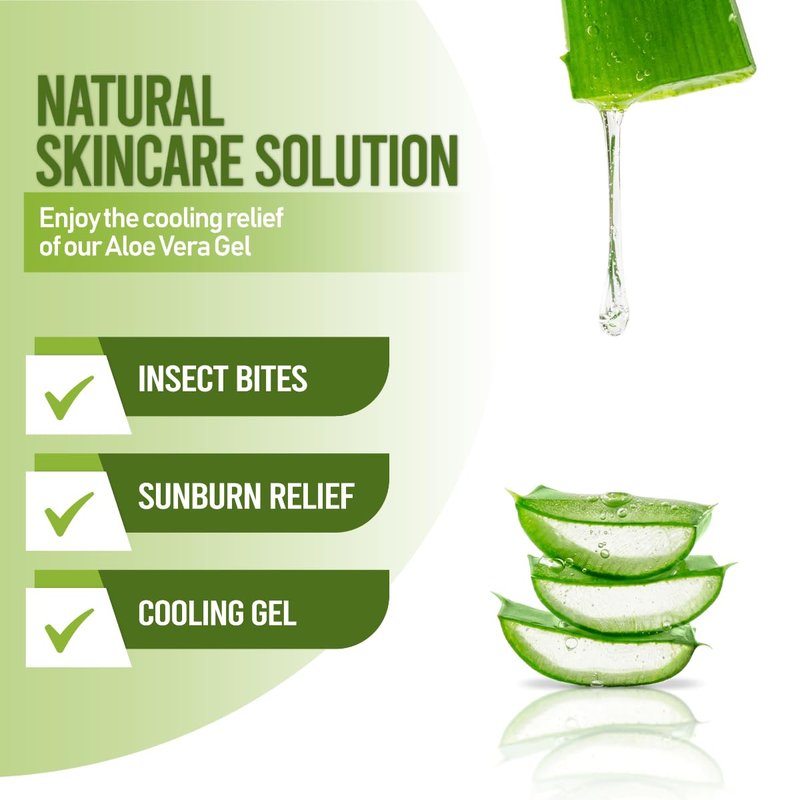 Aloe Vera Gel for Face & Body - 99% Pure Natural Sunburn Relief, Cooling & Hydrating Formula | Non-Greasy, Unscented