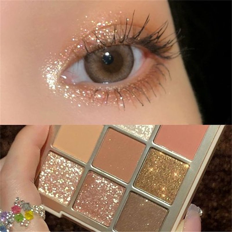 GHFCZOO Blooming Your Own Beauty Eyeshadow Palette, 9 Shades, Glitter and Matte Finishes (10#)
