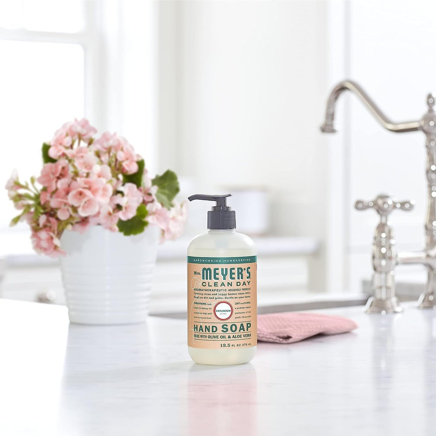 Mrs. MEYER'S Kitchen Set, Dish Soap, Hand Soap, and Multi-Surface Cleaner, 3 CT (Geranium)