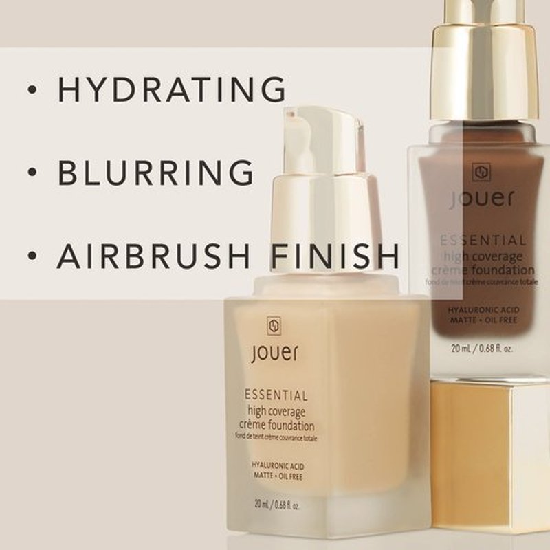 Jouer Essential High Coverage Crème Foundation | Men & Women | Available in 50 Shades for All Skin Tones | Healthy Ingredients | Paraben, Gluten & Cruelty Free | Vegan Friendly,Nutmeg-tan skin with natural undertones and subtle peachy tones