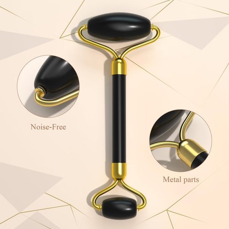 YLTNEUQER Jade Roller Gua Sha Set - Facial Skin Care Set, Facial Beauty Tools, Natural Beauty Skin Care Tools, Face Roller Massager for Face, Neck, and Eye Treatment,Gua Sha Facial Massager (Black)
