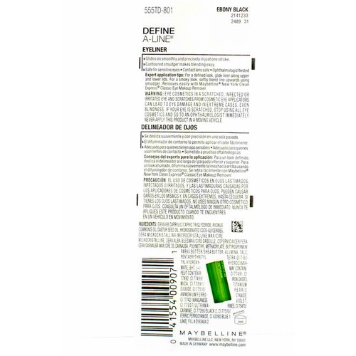 Maybelline Define-A-Line Eyeliner, Ebony Black [801], 1 ea (Pack of 2)