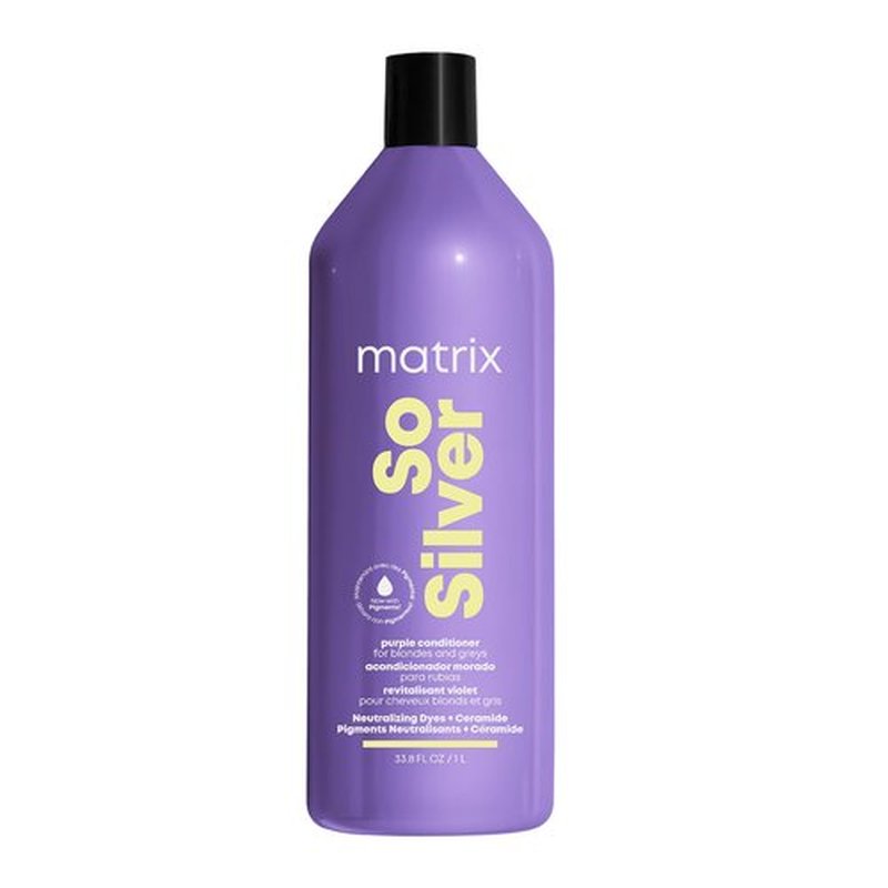 Matrix So Silver Purple Conditioner | Removes Brassy Yellow Undertones | Color Depositing & Toning | Pigmented Conditioner For Blondes and Greys | For Color Treated Hair | Salon Conditioner | Vegan