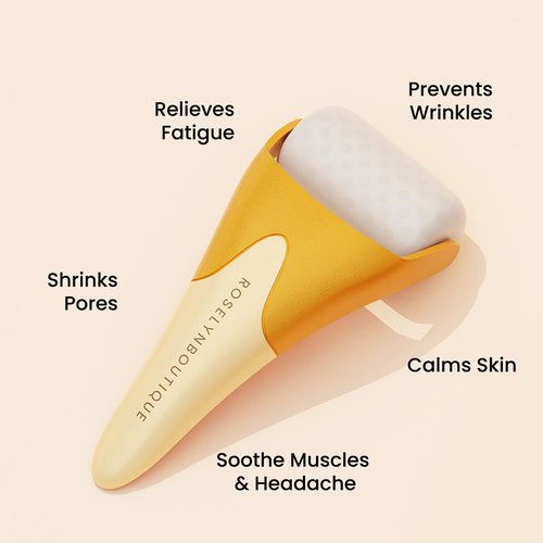 ROSELYNBOUTIQUE Ice Roller for Face Wrinkles Fine Lines Puffiness Stick Massager Facial Skin Care Tools Self Care Gifts for Men Women (Yellow)