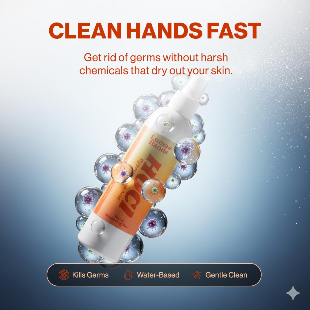 HOCl Hand Sanitizing Mist Spray – Hypochlorous Acid Hand Sanitizer Spray, Alcohol-Free Gentle Hand Mist, Unscented Non-Toxic Travel Size Bottle for Hands & Skin, Natural Hands Sanitizer – 8 Fl Oz