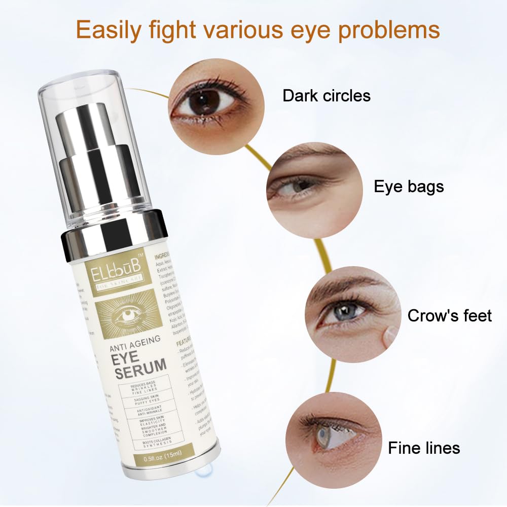 Anti Ageing Eye Cream - Anti Wrinkle Eye Serum for Puffy Eyes, Dark Circles, Eye Bags, Crows Feet, Wrinkles,Reduces Wrinkles Saggy Skin Puffy Eyes