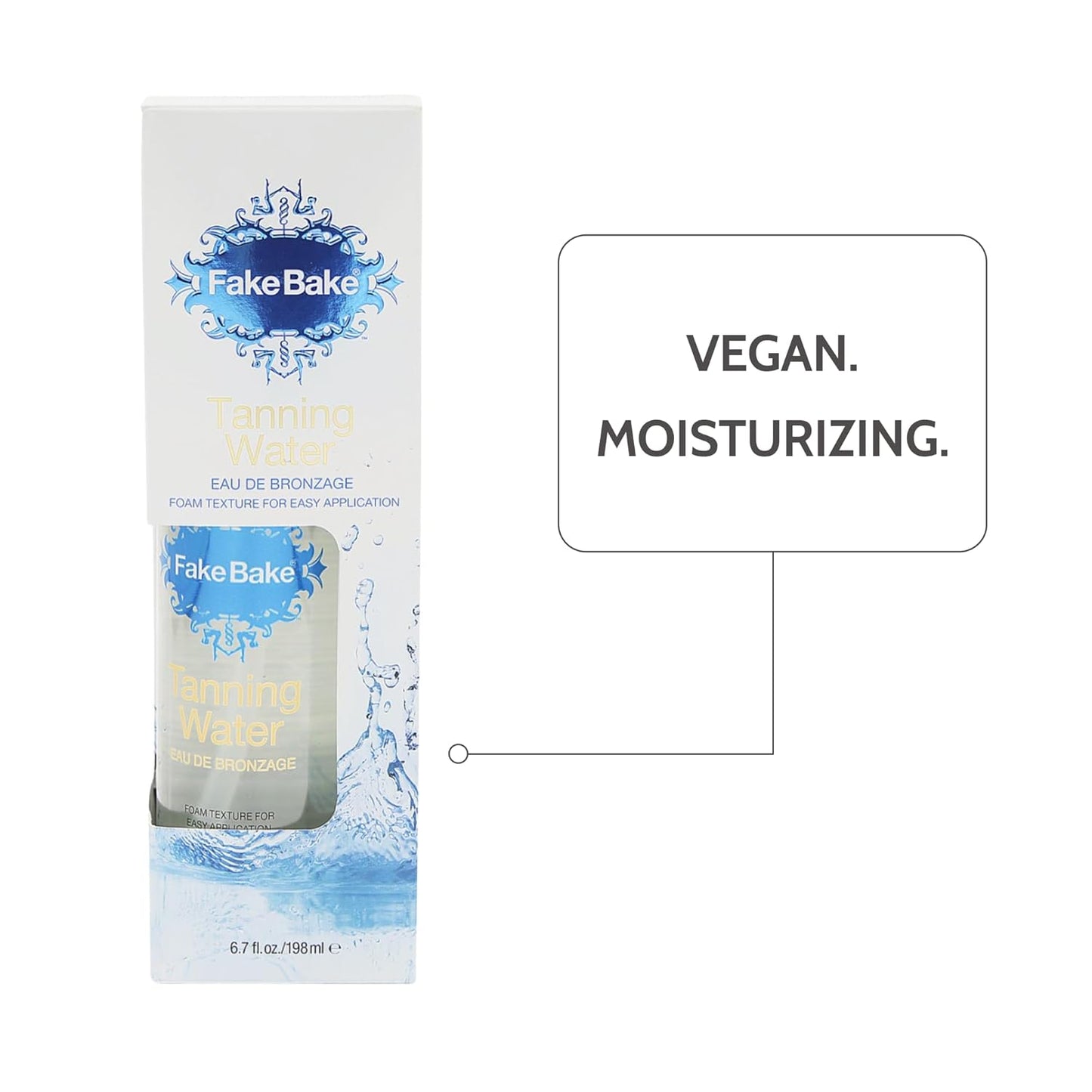 Fake Bake Foam Tanning Water Self Tanner Instant Glow with Hydrating Passion Flower Rejuvenation - Natural Looking Sunless Bronzing for Women & Men - 6.7 oz