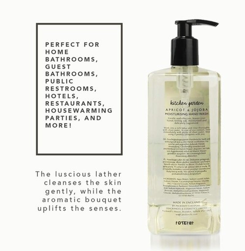 Pecksniff's Moisturizing Hand Wash - Vitamin B Enriched, Natural & Gentle Cleanser, Luxurious Hand Wash 500ml/16.9 fl oz (Apricot & Jojoba)