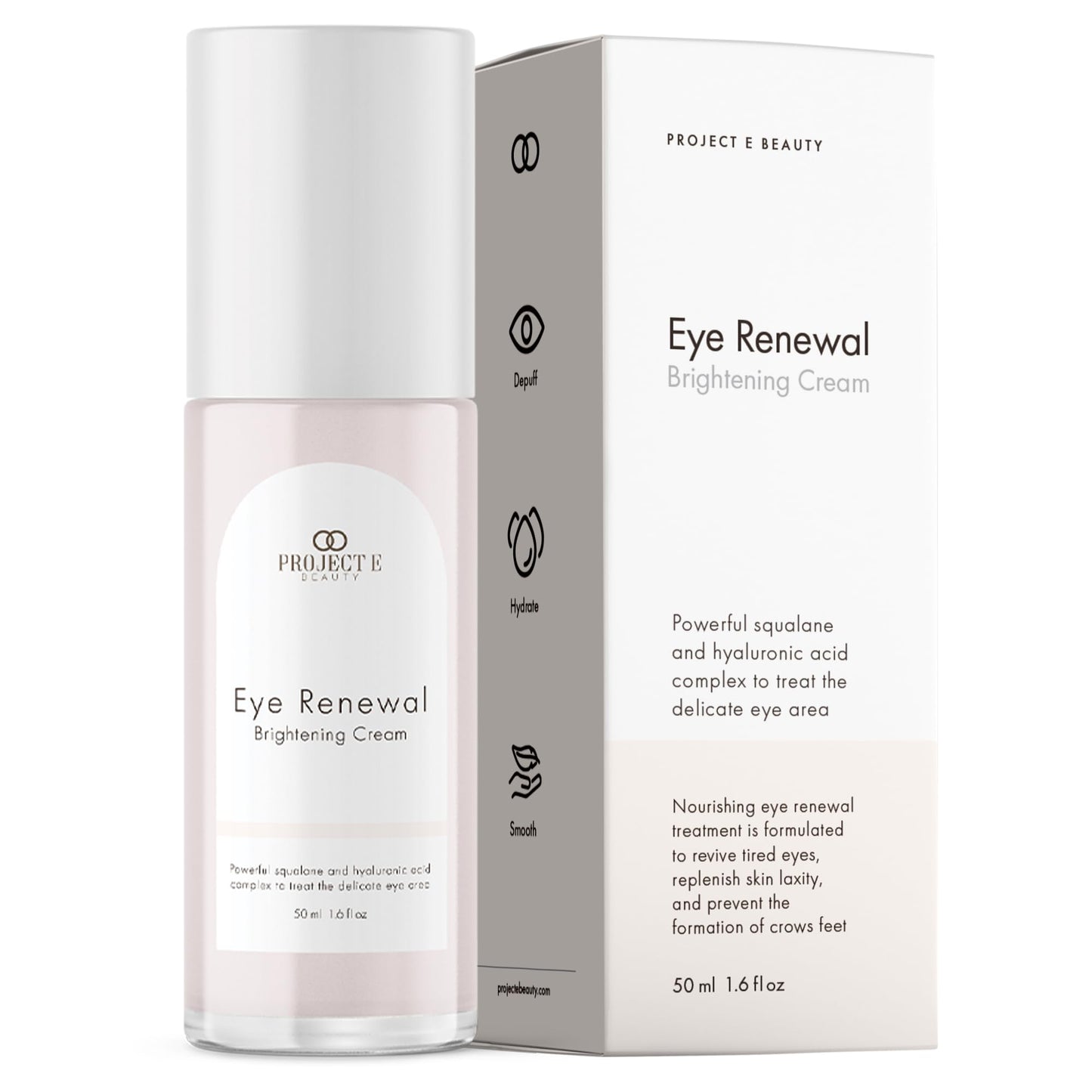 Project E Beauty Eye Renewal Brightening Cream Advanced Anti-Aging Under Eye Cream | Visibly Reduces Wrinkles, Puffiness & Dark Circles | Intensive Hydration | Illuminates & Firms | 1.6 fl. oz.
