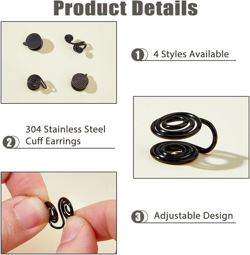 Pressure Earrings for Keloids - Stainless Steel Clip-On Compression Ear Cuff | Adjustable Non-Pierced Design for Men & Women