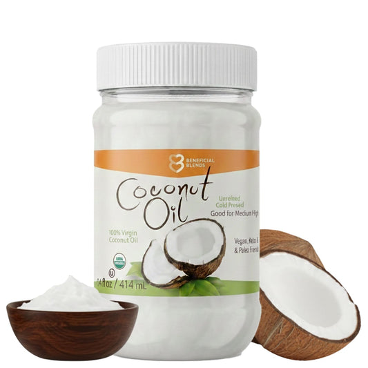 Organic Extra Virgin Coconut Oil - Unrefined & Cold Pressed, Non-GMO Cooking Oil | 14 Fl Oz