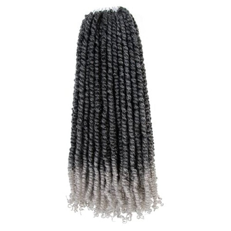 The BOHOBABE Long Pre-twisted Passion Twist Crochet Hair 20 Inch Pre-looped Long Gray Crochet Passion Twist Braiding Hair 8 Packs Soft Bohemian Twists (T1B/grey)