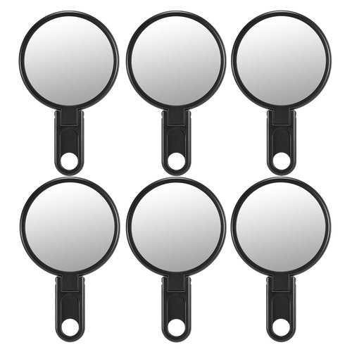 OMIRO 3" Compact Mirror with Adjustable Handle, Mini Folding Mirror for Makeup (Black, Pack of 6)