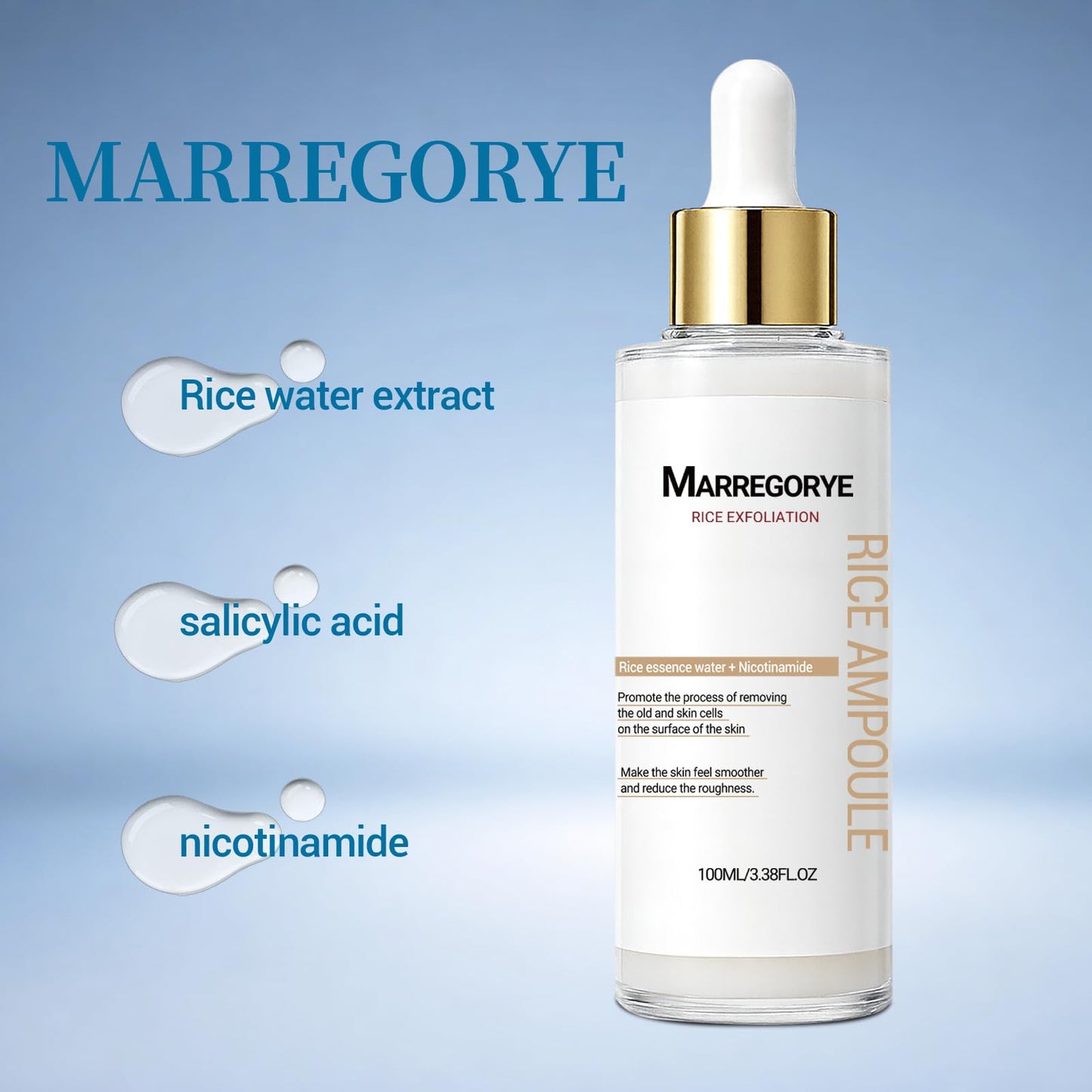 MARREGORYE Beauty Peel Shot Glow Rice Ampoule Duo Exfoliating Essence, Black Rice Exfoliant Face Scrub for Hydrating & Blackhead Remover, Body Care 100ml (Rice Exfoliant Essence)