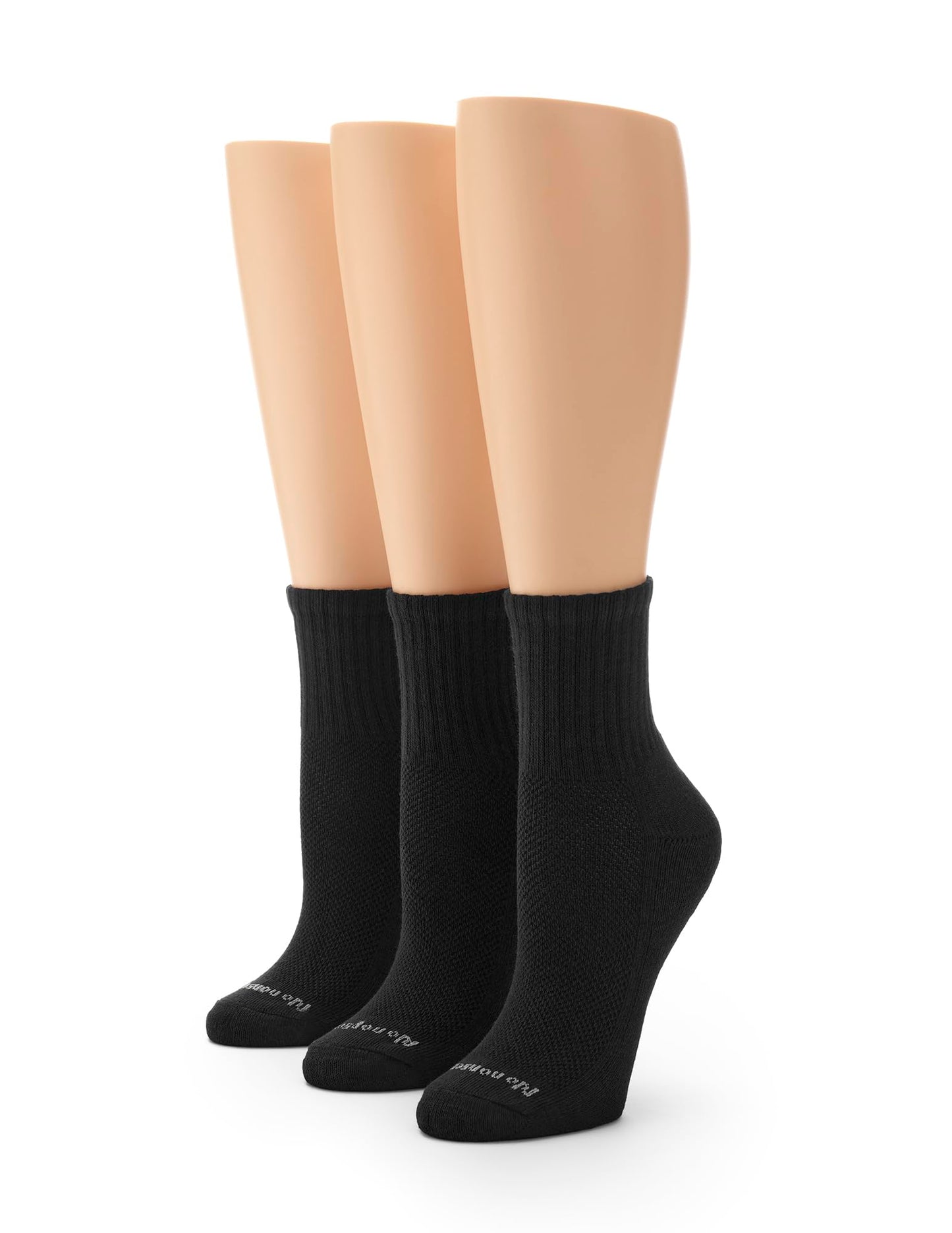 No Nonsense Women’s Cushioned Mini Crew Socks - Experience Comfort and Dryness - Breathable and Soft, New Black - 3 Pair Pack, 4-10