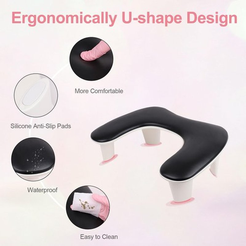 Arm Rest for Nails Tech,U-shaped Manicure Nail Hand Rest Pillow Cushion, Big Microfiber Leather Nail Arm Rest Stand for Acrylic Nail Art Tech(Black)
