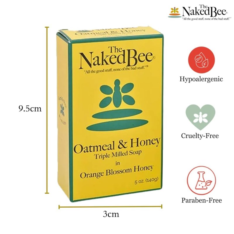 Naked Bee Oatmeal & Honey Soap - Triple Milled, 5 Ounce | 3 Pack, Orange Blossom Honey
