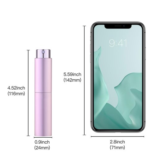 Tekson 10ml Travel Perfume Atomizer Refillable, Mini Cologne Spray Bottle Empty, Small Coffee Spray Bottle (Pink)