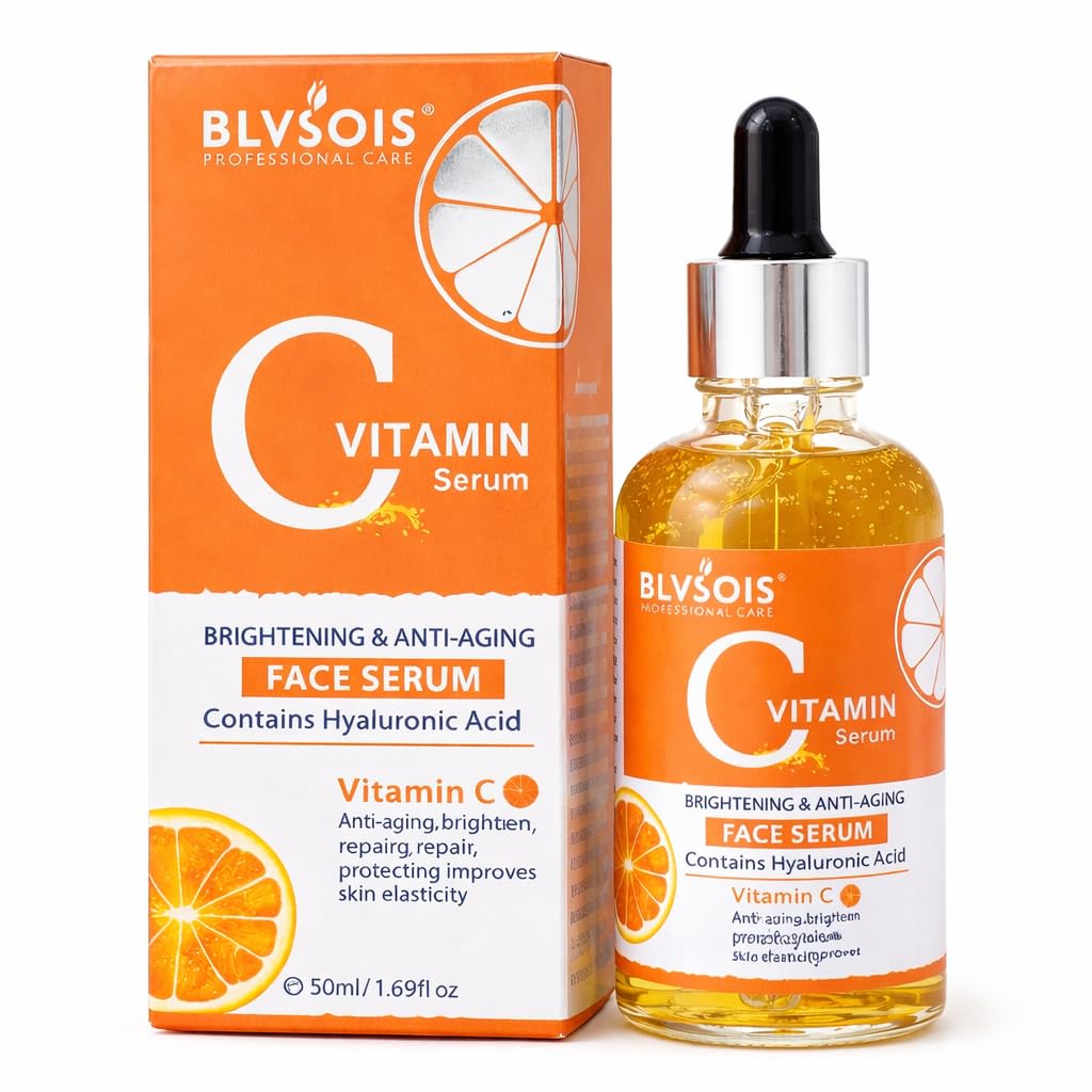 Vitamin C Serum For Face – Anti Aging Formula with Vitamin C, Hyaluronic Acid, Vitamin E – Brightening Serum – Improve Appearance of Dark Spots, Tone, Fine Lines & Wrinkles,