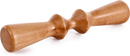 EarthLite Wooden Massage Back Roller - Deep Therapeutic Massage Tool, Back Pain Relief & Trigger Point Release (15”)