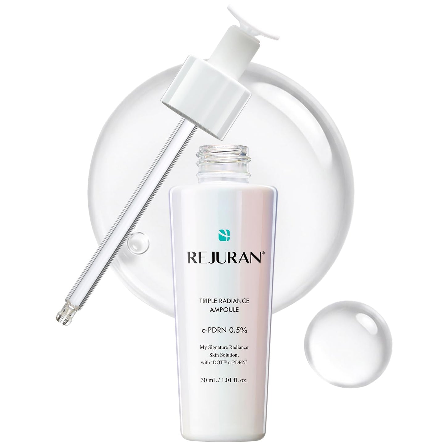 REJURAN® Triple Radiance Ampoule 30ml – DOT™ c-PDRN 0.5% Serum for Tone, Texture & Glow - Niacinamide & Licorice Extract for Even-Looking Skin