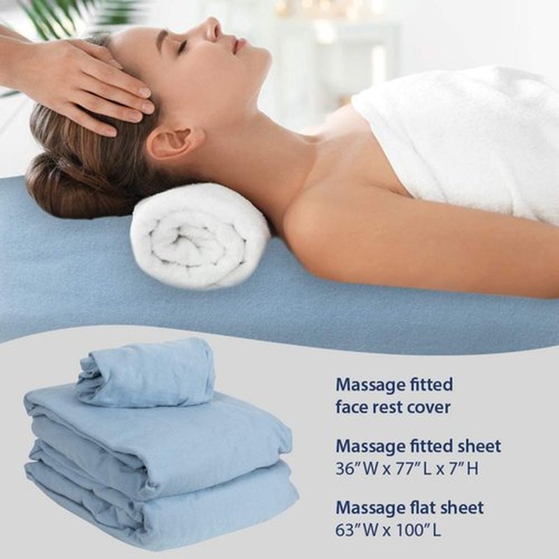 ForPro Professional Collection Premium Flannel 3-Piece Massage Sheet Set, Wisteria, for Massage Tables, Includes Massage Flat Sheet, Massage Fitted Sheet, and Massage Fitted Face Rest Cover, Full