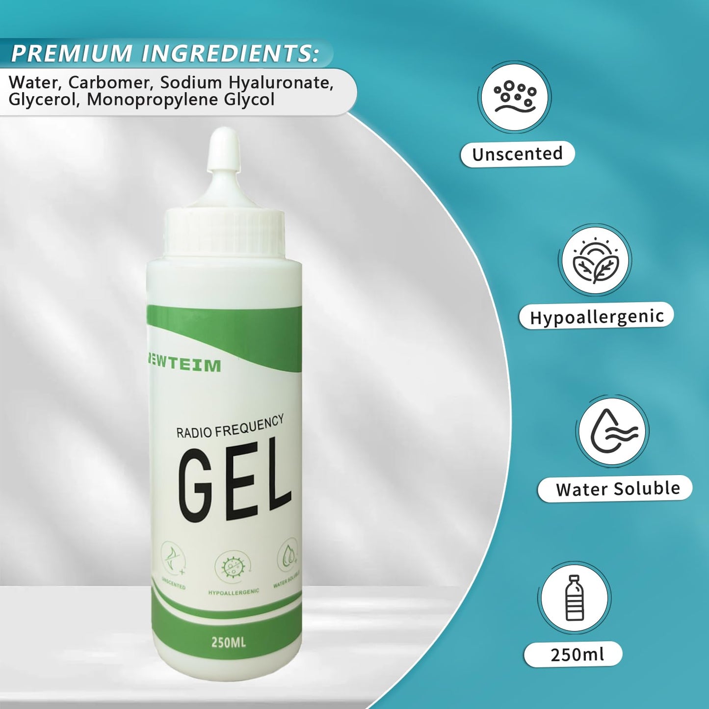 BEWTEIM Hydrating Radio Frequency Gel for Facial Body Skin Care Machine, Microcurrent Conductive Gel for Body Sculpting
