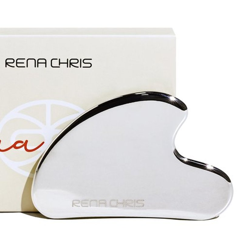 Rena Chris Gua Sha Facial Tools, Stainless Steel Guasha, Manual Massage Sticks for Jawline Sculpting and Puffiness Reducing, Scraping Massage Tool, Skin-Care Tool (Silver)