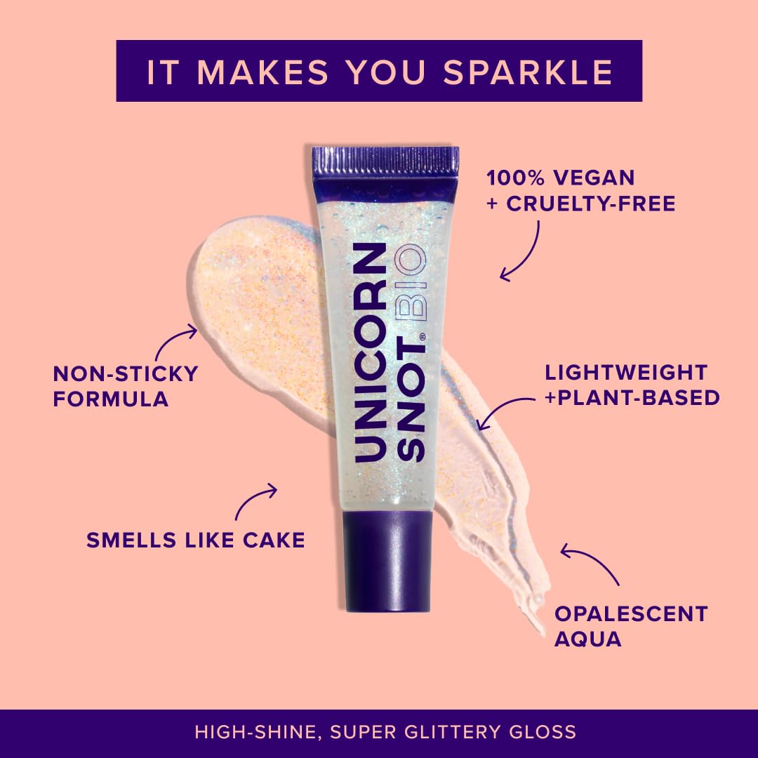 UNICORN SNOT Plant-Based Glitter Lip Gloss Gift Set | Sparkly and Shimmer Glitter Lips for Festivals, Raves, Anime Cosplay, Halloween Costume Makeup | Vegan & Cruelty Free 0.37 fl oz (3-Pack)