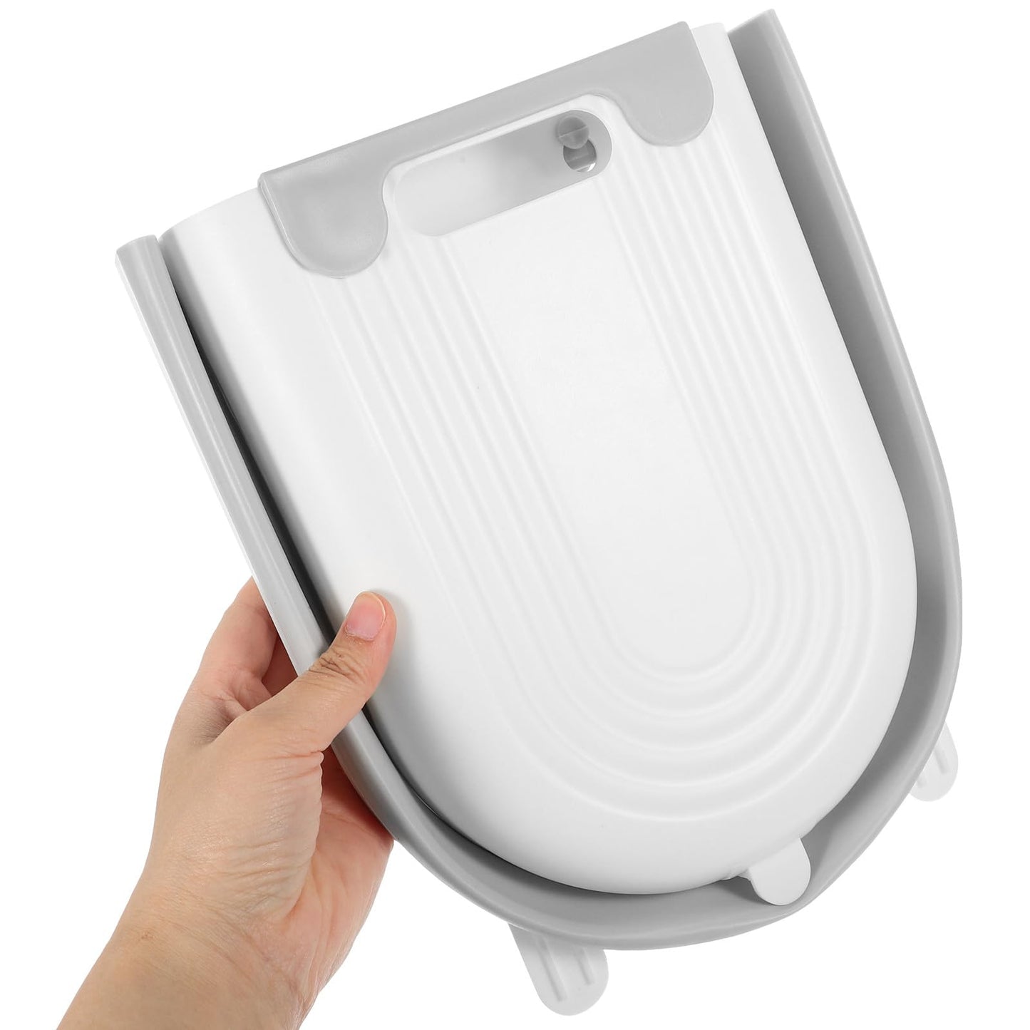 FRCOLOR Kitchen Hanging Garbage Bin Foldable Wall-Mounted Trash Can Large Grey-White Plastic Waste Container for Cabinet Door Kitchen Bathroom Storage
