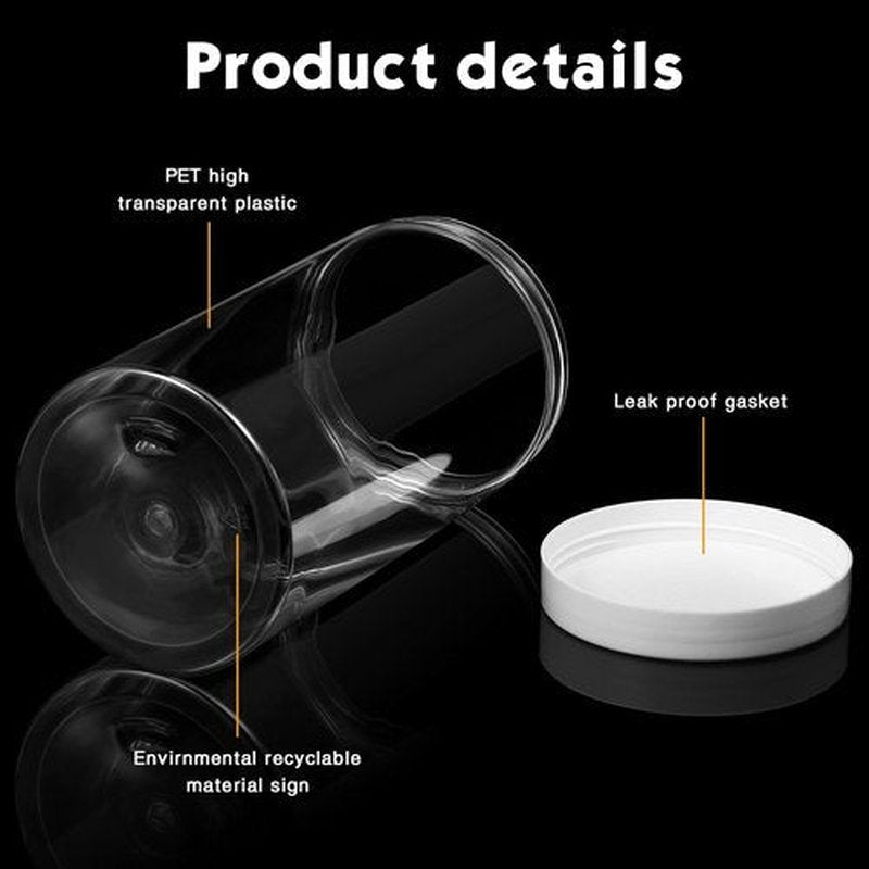 Patelai 4 Pieces Round Clear Wide-mouth Leak Proof Plastic Container Jars with Lids for Travel Storage Makeup Beauty Products Face Creams Oils Salves Ointments DIY Making or Others (White,32 Ounce)