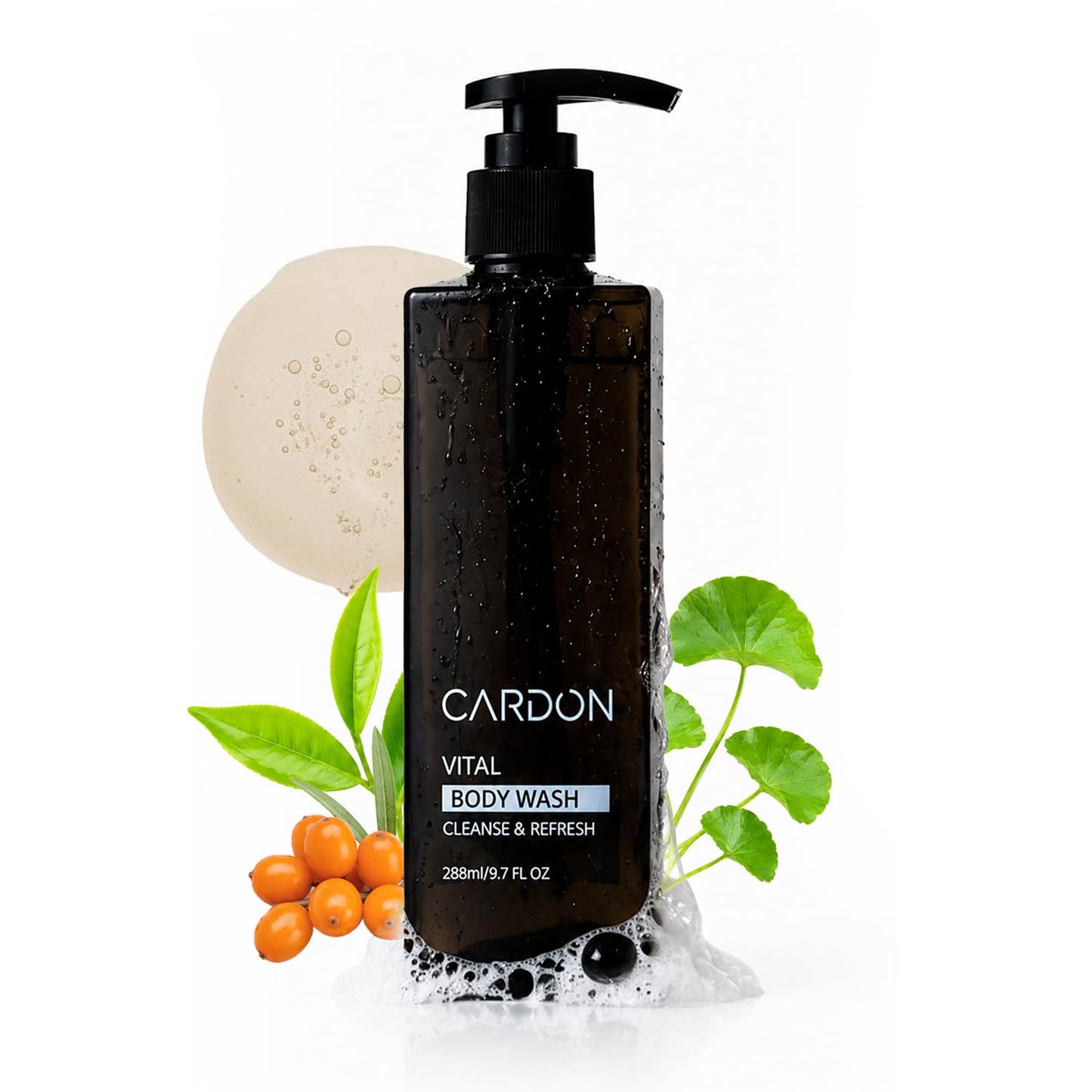 Cardon Acne Clearing Men's Body Wash, Korean Skin Care, All Natural Green Tea Extract, Sea Buckthorn, & Cica Combat Breakouts, Prevent Body Odor to Deeply Cleanse w/o Stripping (1 PK)