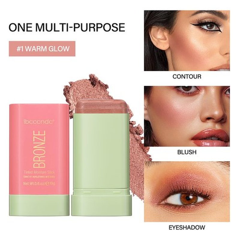 Multi-Purpose Makeup Blush Stick, 3-in-1 Beauty Tinted Solid Blush Stick For Cheeks, Lips And Eyes With Long-Lasting Moisturizing Formula, Waterproof Natural Cream Blush Stick(1#Warm Glow)