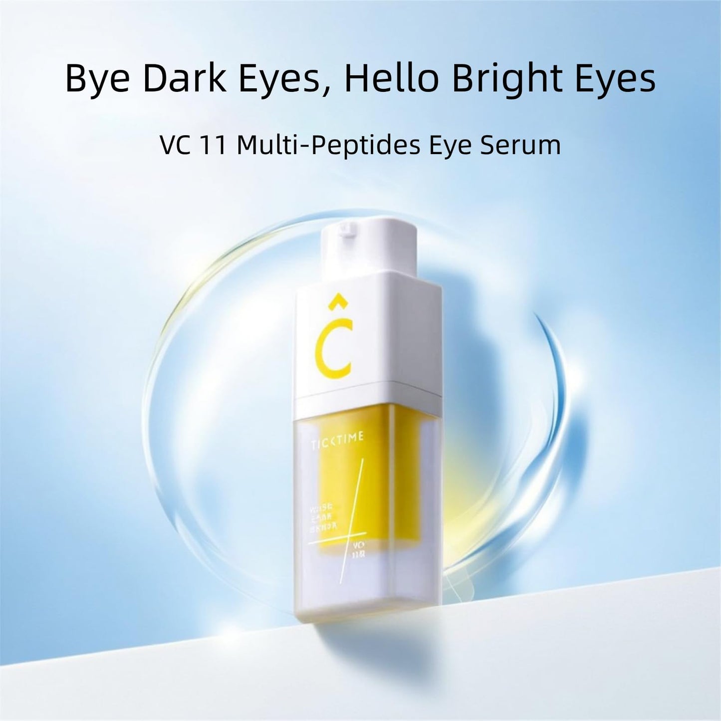 VC 11 Multi-Peptides Eye Serum 10% Triple Vitamin C & 11 Multi-Peptides for Dark Circles, Puffiness & Wrinkles, Sensitive-Skin Safe, 15ml