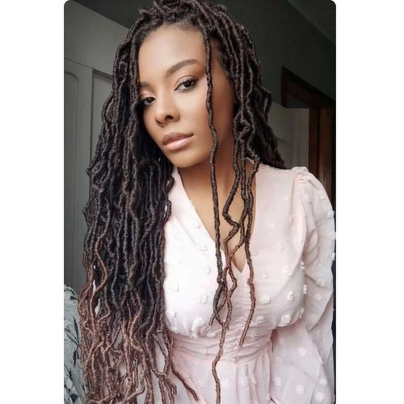 6 Pack Soft Locs Crochet Hair Pre Looped 18 Inch Faux Locs Crochet Braids Goddess Locs (18 Inch (Pack of 6), 1B/27)
