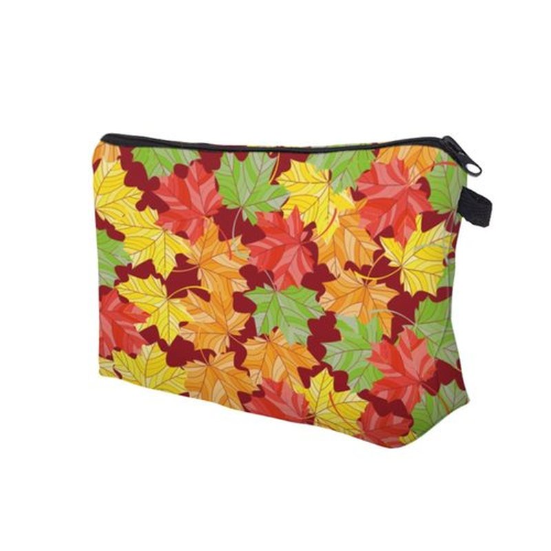 LOOMILOO Travel Makeup Bag Small, Toiletry Pouch Adorable Roomy Travel Water Resistant Cosmetic Purse Accessories Organizer Women Gift(Maple Leaf 55537)