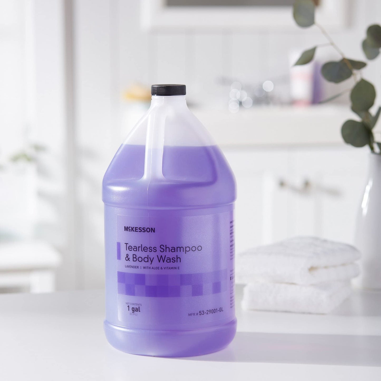 McKesson Shampoo and Body Wash with Aloe & Vitamin E, 1 Gallon [Pack of 1] Bulk, Refill, Tearless, Lavender