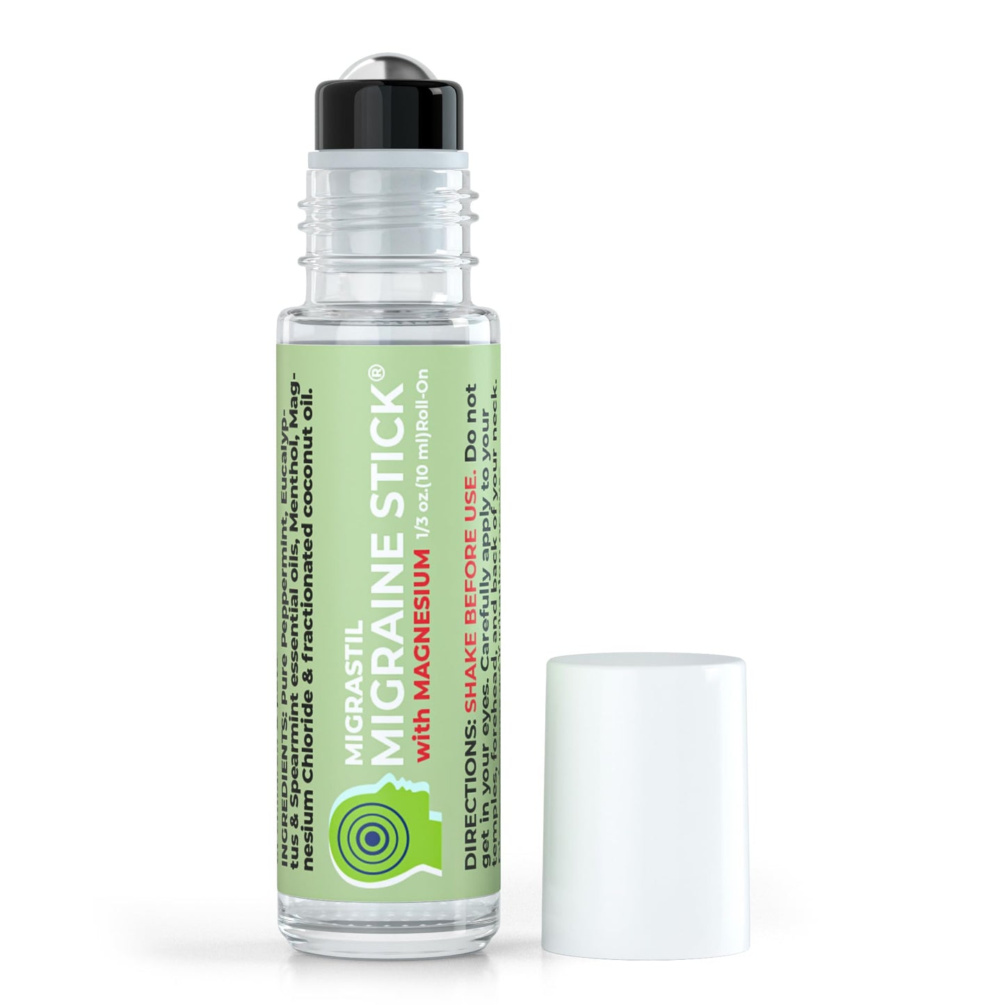 MIGRASTIL Migraine Stick with Magnesium. Cooling Peppermint Eucalyptus Essential Oil Topical Magnesium for Headache Support. Made in The USA 10 ml
