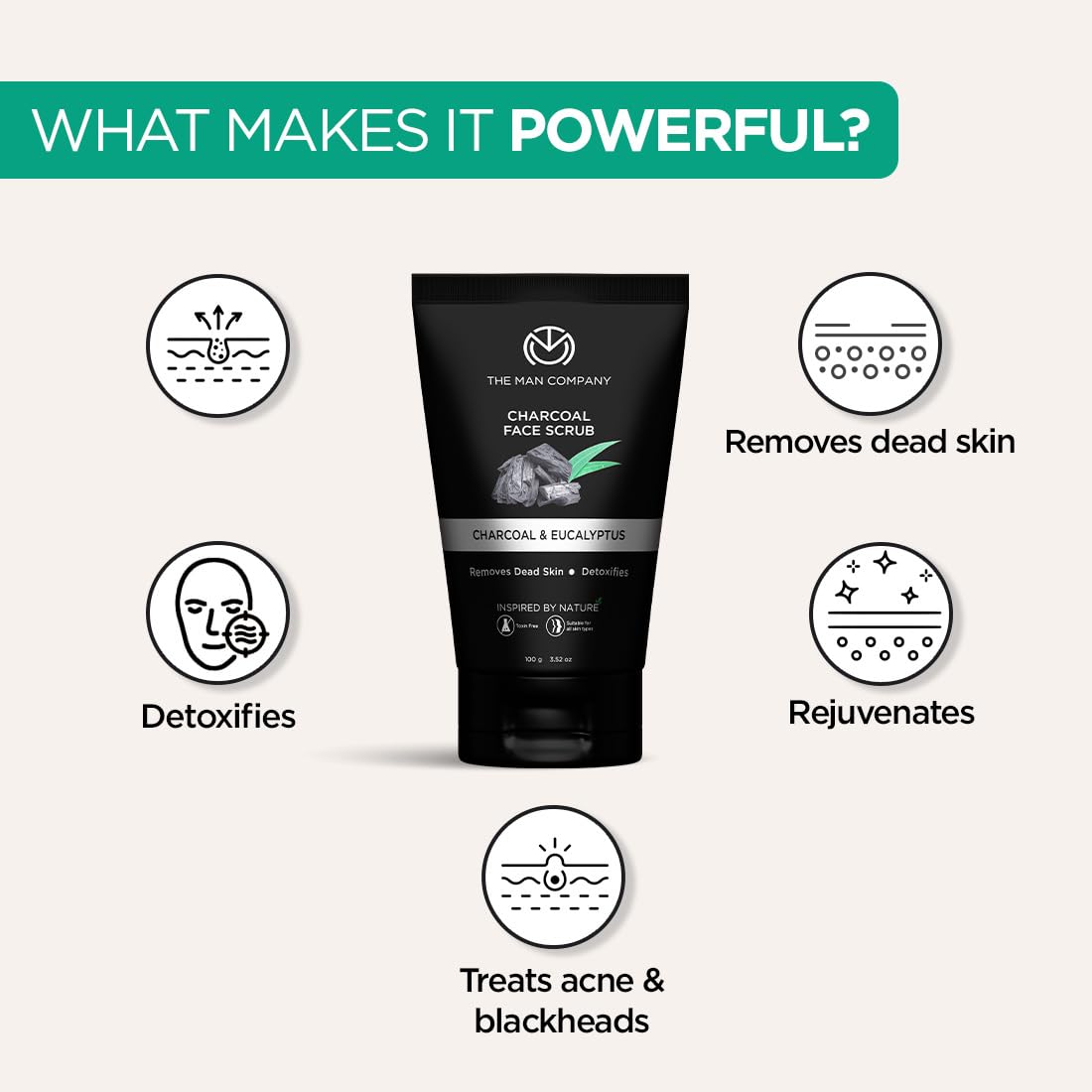 The Man Company Detan Facial Kit - Charcoal Face Wash, Charcoal Scrub, Daily Moisturising Face Cream | Best Detan Care - Pack of 3