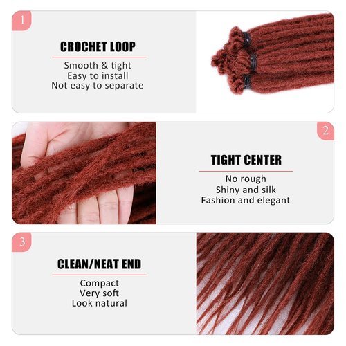 DAIRESS 24 Inch 10strands/pack Synthetic Dreadlocks Extensions Thin 0.6cm Soft Reggae Hair Hip-Hop Style Dread Extensions Long Crochet Braids For Hippie Dread locks Hair(24Inch 10strands, 350)